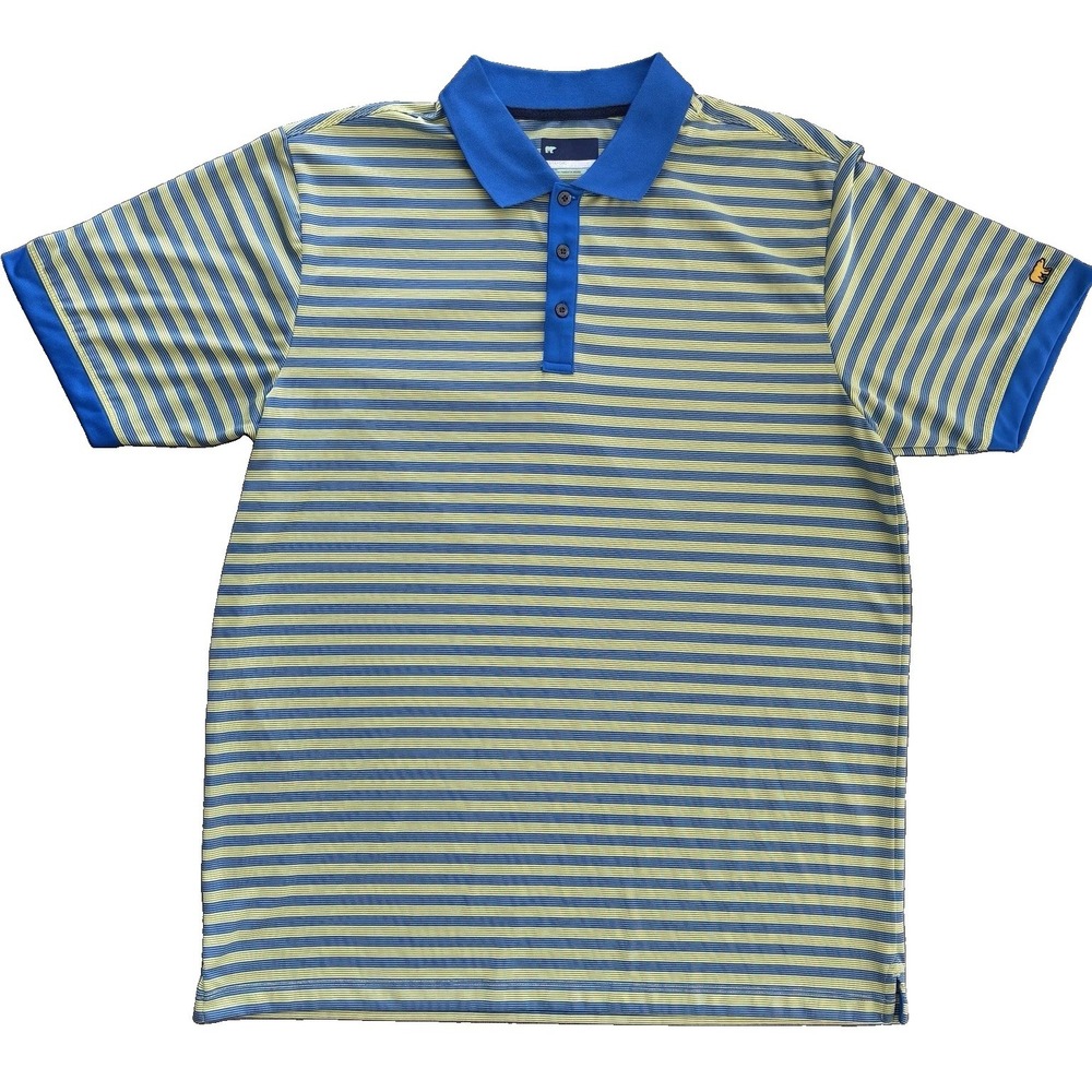 Jack Nicklaus Yellow and Blue Striped Short Sleeve Golf Polo Men's XL